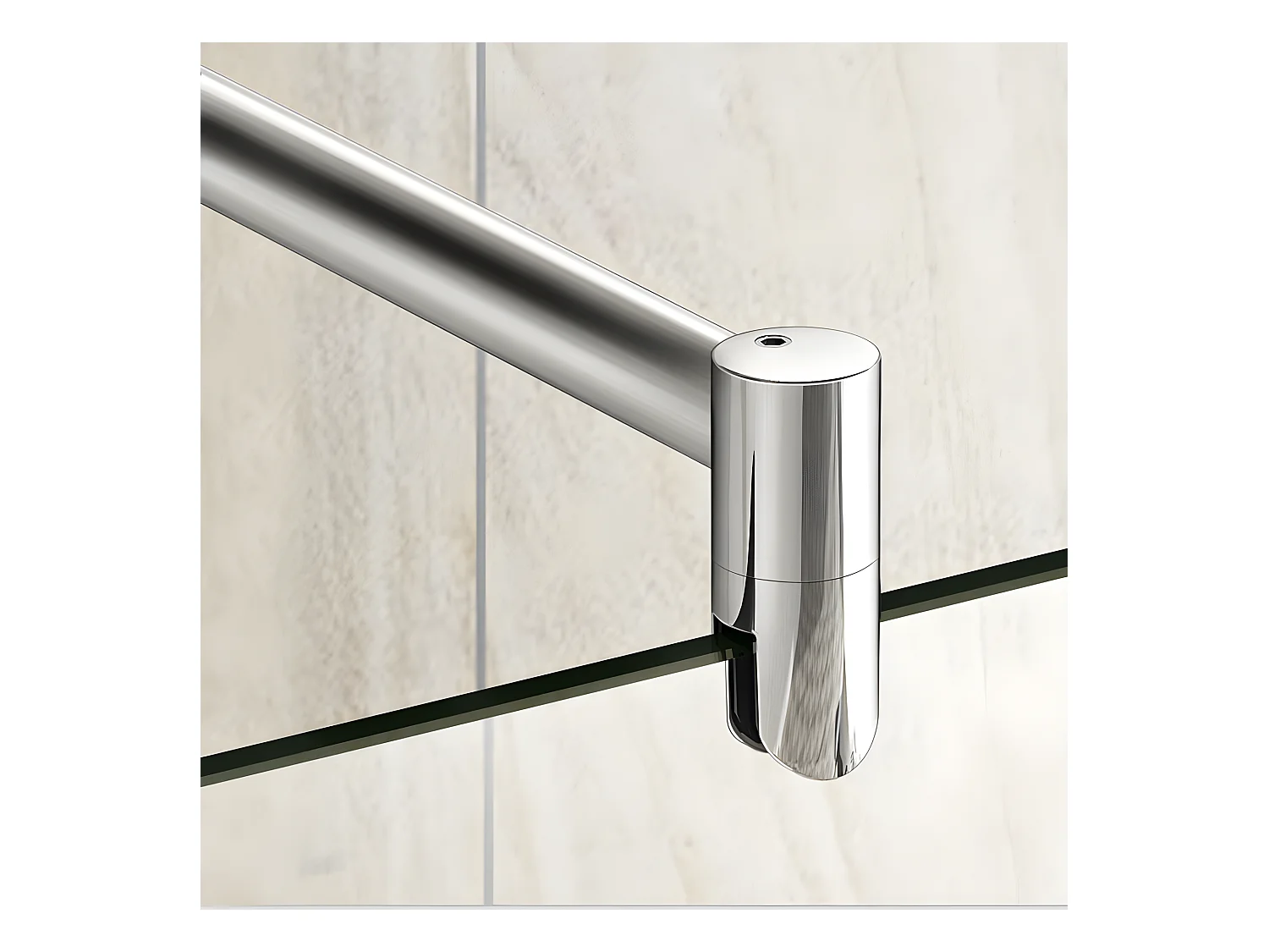 Barre de stabilisation extensible 70-120cm pour douche à l'italienne, barre de fixation cylindrique en aluminium avec la finition chromée
