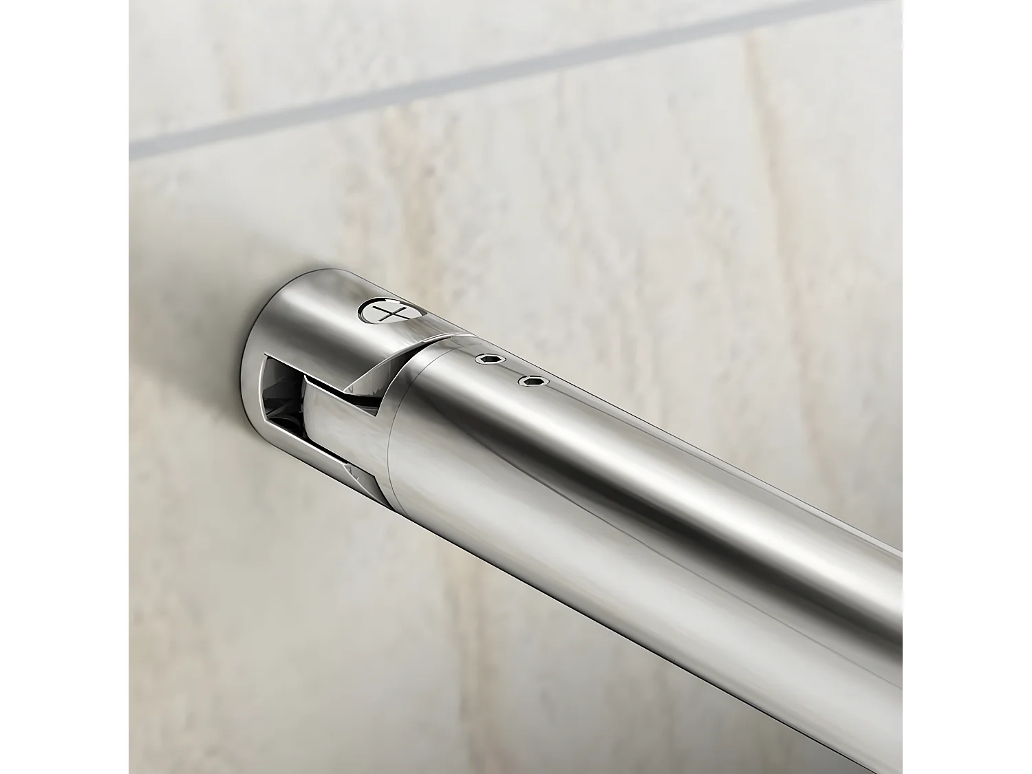 Barre de stabilisation extensible 70-120cm pour douche à l'italienne, barre de fixation cylindrique en aluminium avec la finition chromée