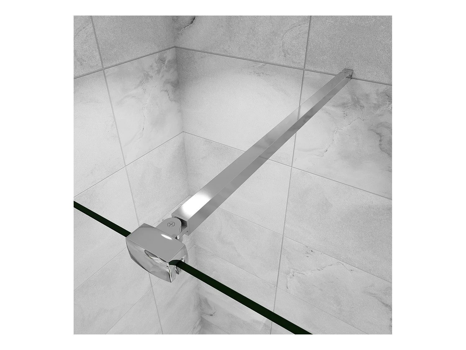 Barre de stabilisation 90cm, barre de fixation avec la pince renforcé en chromé pour douche à l'italienne