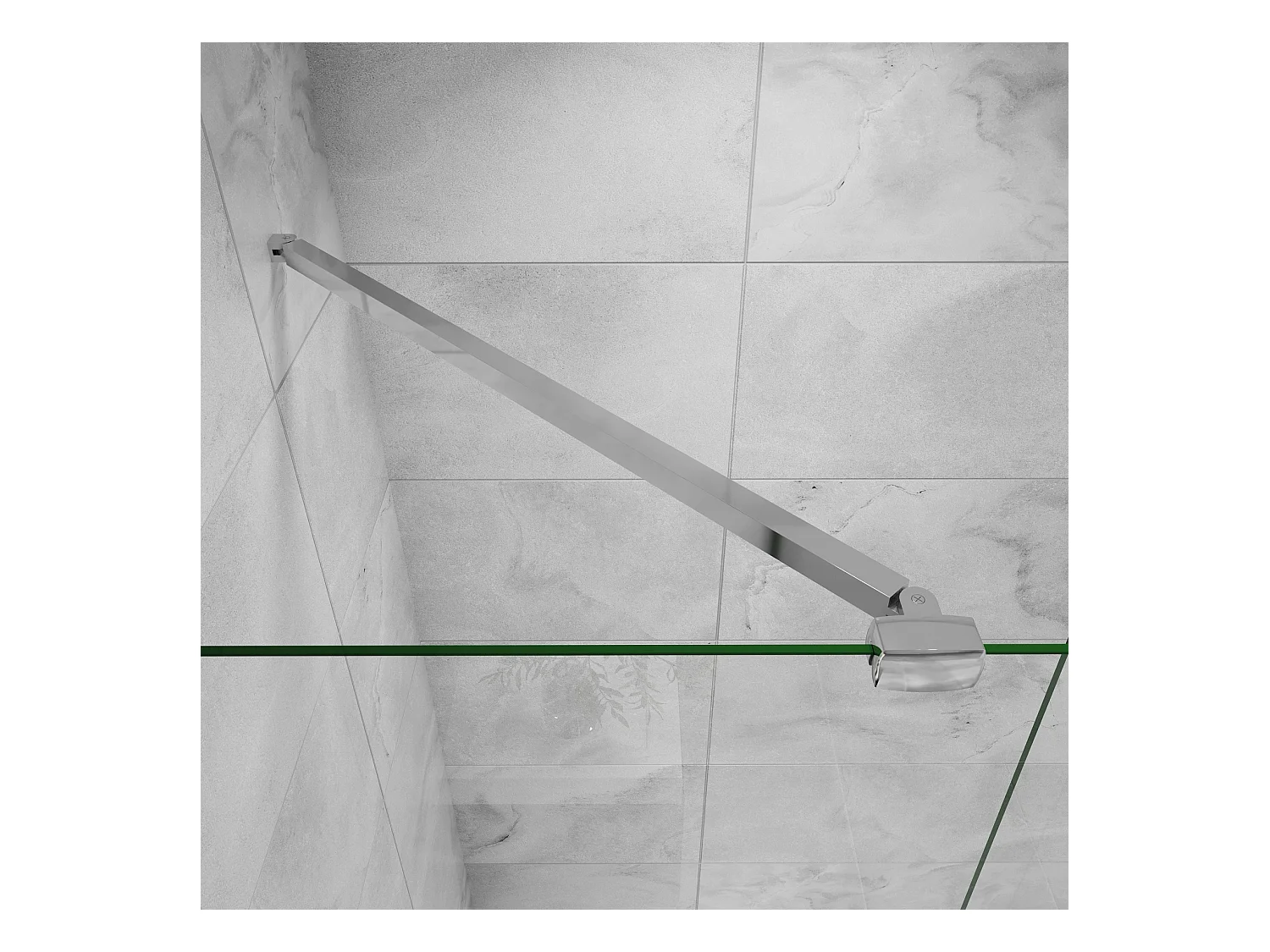 Barre de stabilisation 90cm, barre de fixation avec la pince renforcé en chromé pour douche à l'italienne