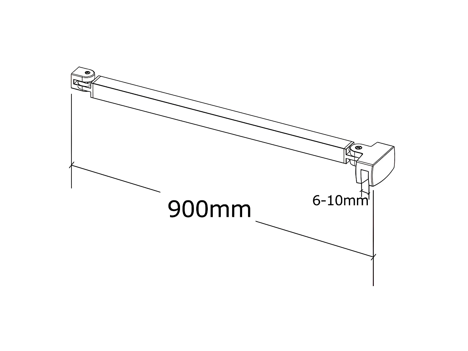 Barre de stabilisation 90cm, barre de fixation avec la pince renforcé en chromé pour douche à l'italienne