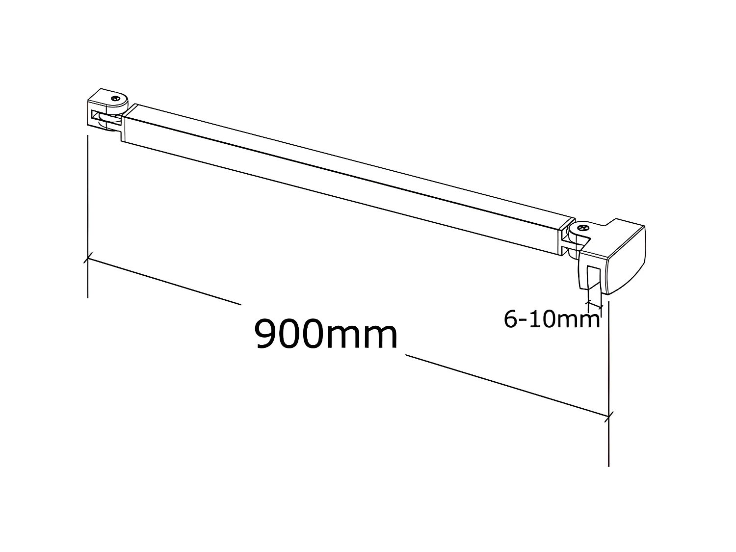 Barre de stabilisation 90cm, barre de fixation avec la pince renforcé en chromé pour douche à l'italienne