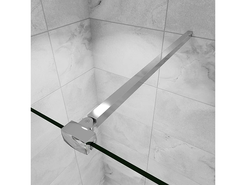 Barre de stabilisation 90cm, barre de fixation avec la pince renforcé en chromé pour douche à l'italienne