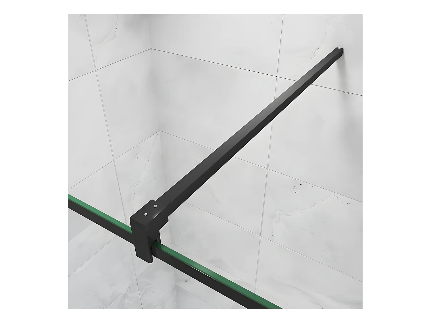 Barre de stabilisation 90cm pour douche à l'italienne, barre de fixation carrée avec la finition NOIR MAT, la pince tournée