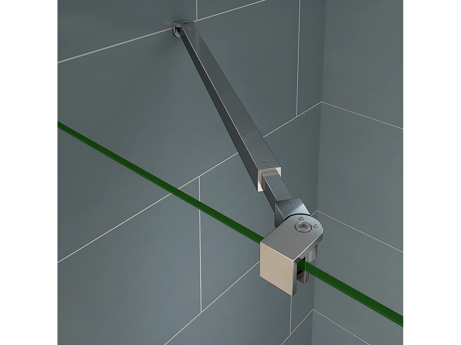 Barre De Stabilisation Extensible 73-120cm pour douche à l'italienne, Barre De Fixation Carrée En Aluminium Avec La Finition Chromée