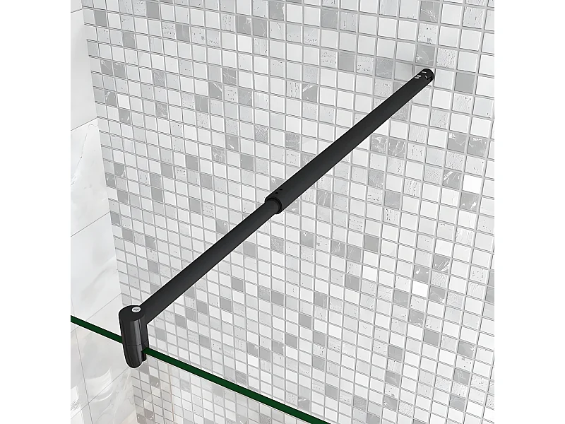 Barre de stabilisation extensible 70-120cm pour douche à l'italienne, barre de fixation cylindrique en aluminium avec la finition NOIR MAT