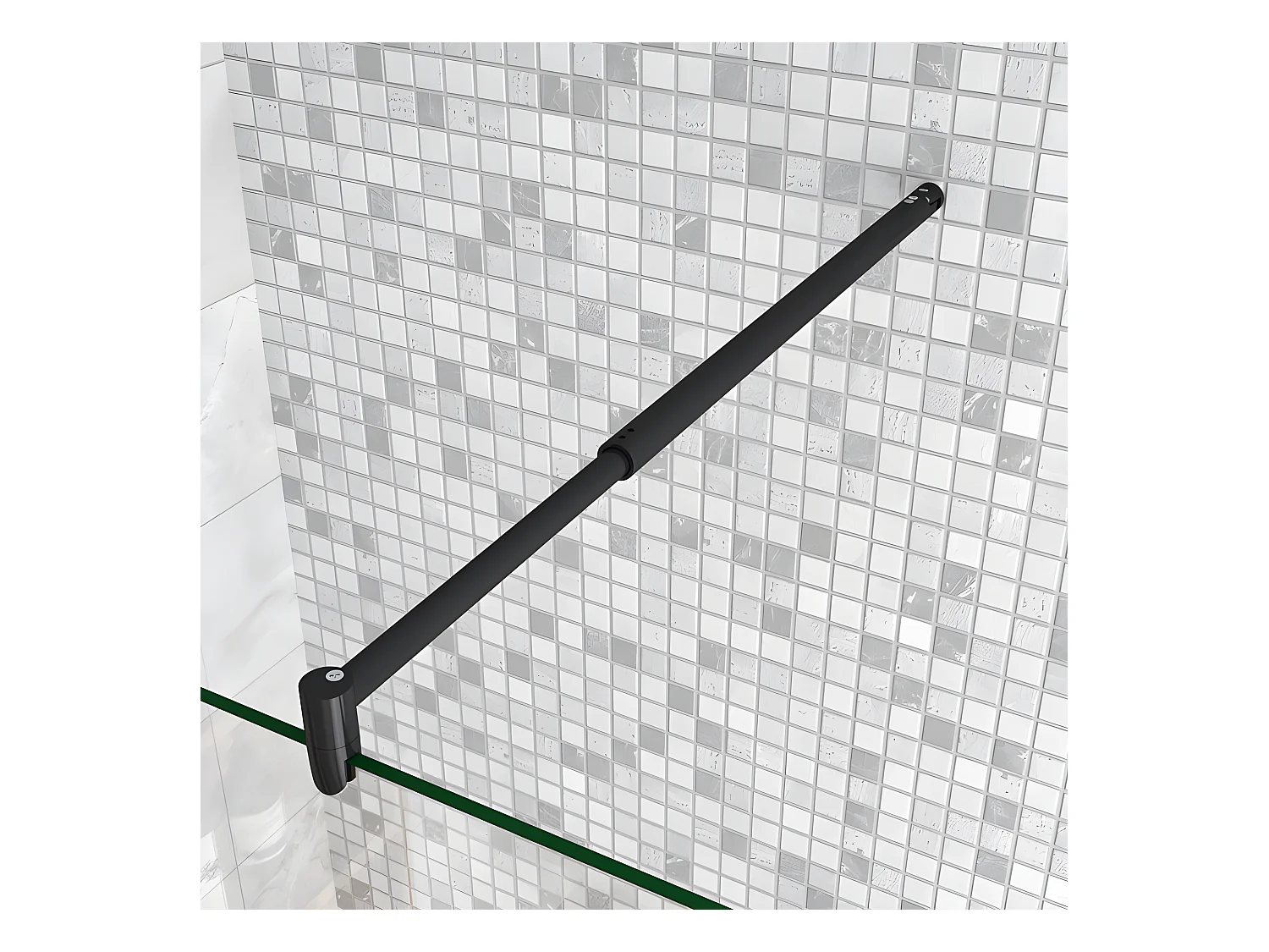 Barre de stabilisation extensible 70-120cm pour douche à l'italienne, barre de fixation cylindrique en aluminium avec la finition NOIR MAT