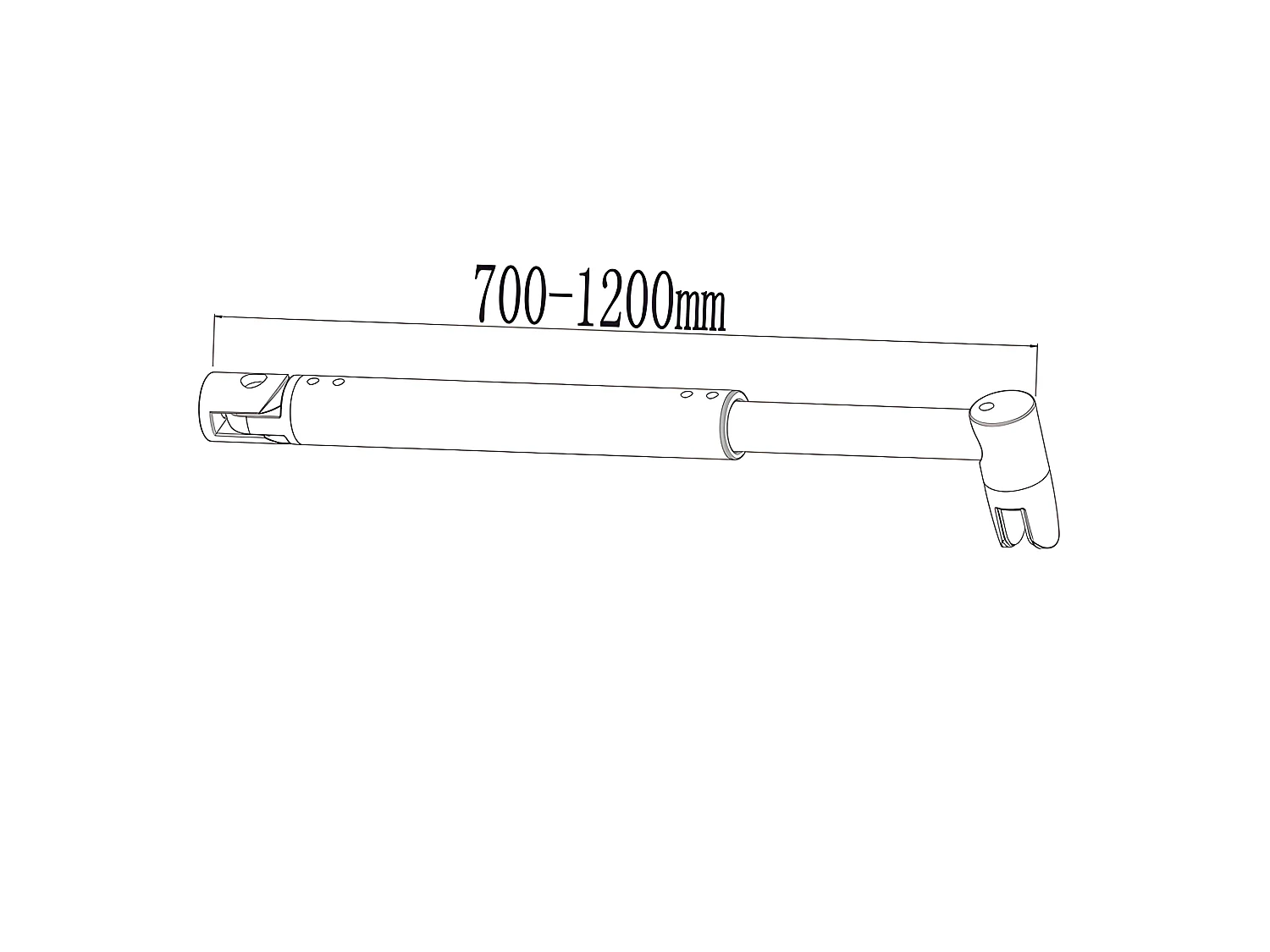 Barre de stabilisation extensible 70-120cm pour douche à l'italienne, barre de fixation cylindrique en aluminium avec la finition NOIR MAT