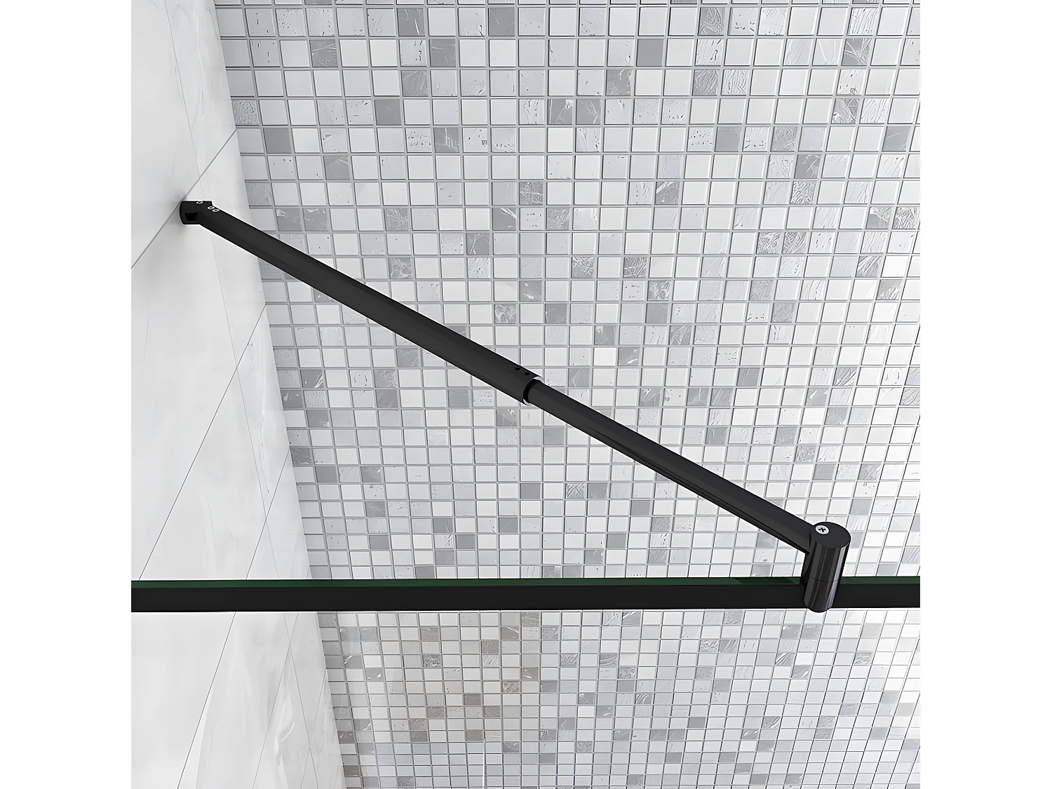 Barre de stabilisation extensible 70-120cm pour douche à l'italienne, barre de fixation cylindrique en aluminium avec la finition NOIR MAT