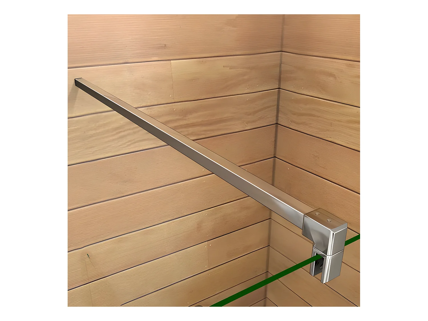 Barre de stabilisation 140cm pour douche à l'italienne, barre de fixation carrée avec la finition chromée, la pince tournée