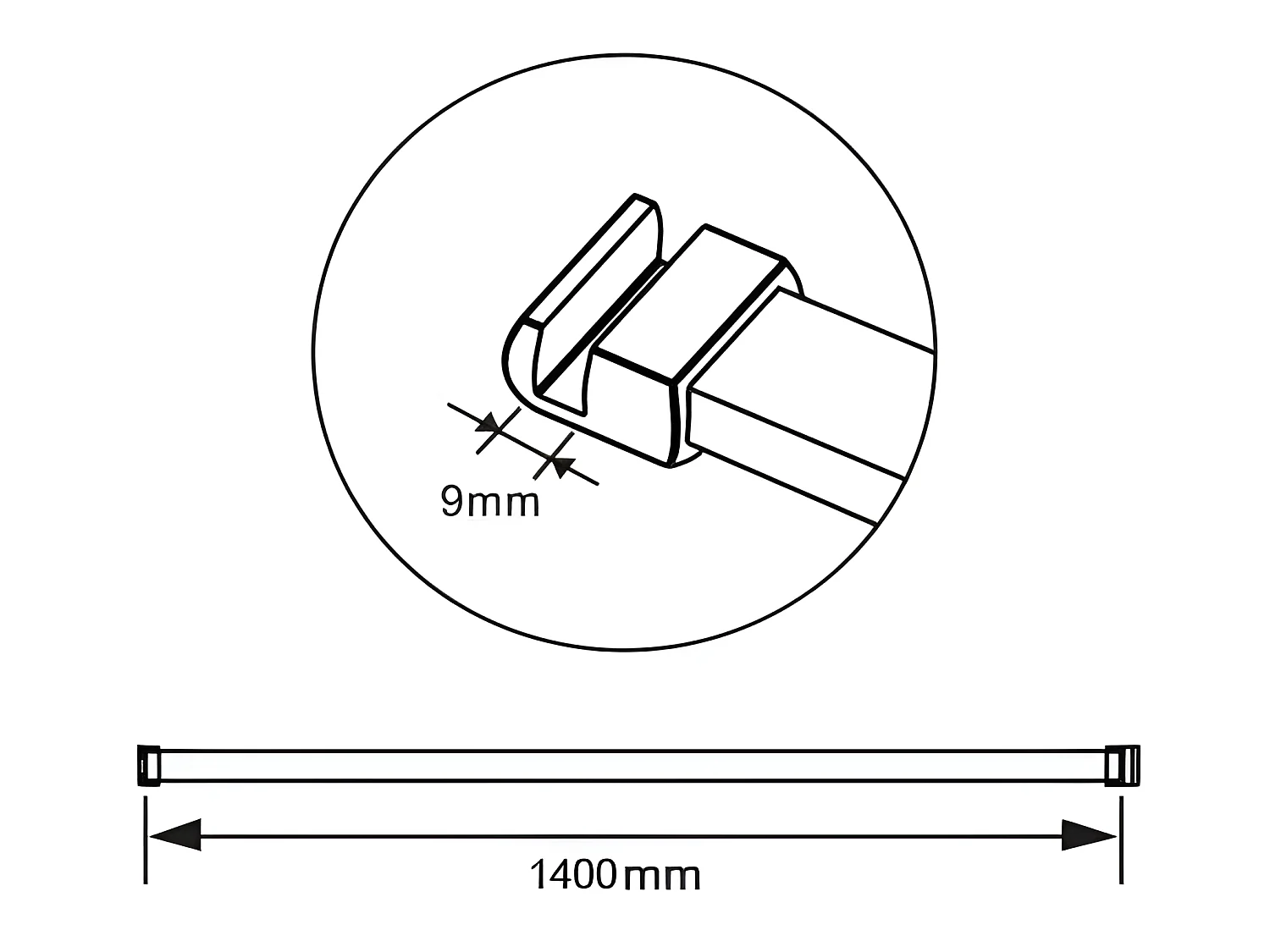 Barre de fixation 140cm, barre de stabilisation avec la finition chromée pour douche à l'italienne