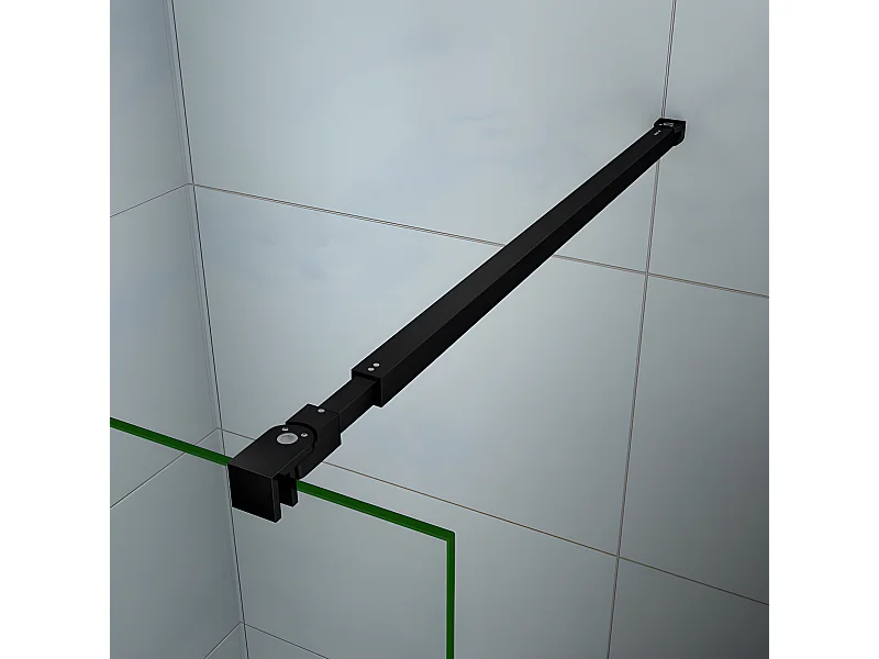 Barre De Stabilisation Extensible 73-120cm pour douche à l'italienne, Barre De Fixation Carrée En Aluminium Avec La Finition Noir Mat
