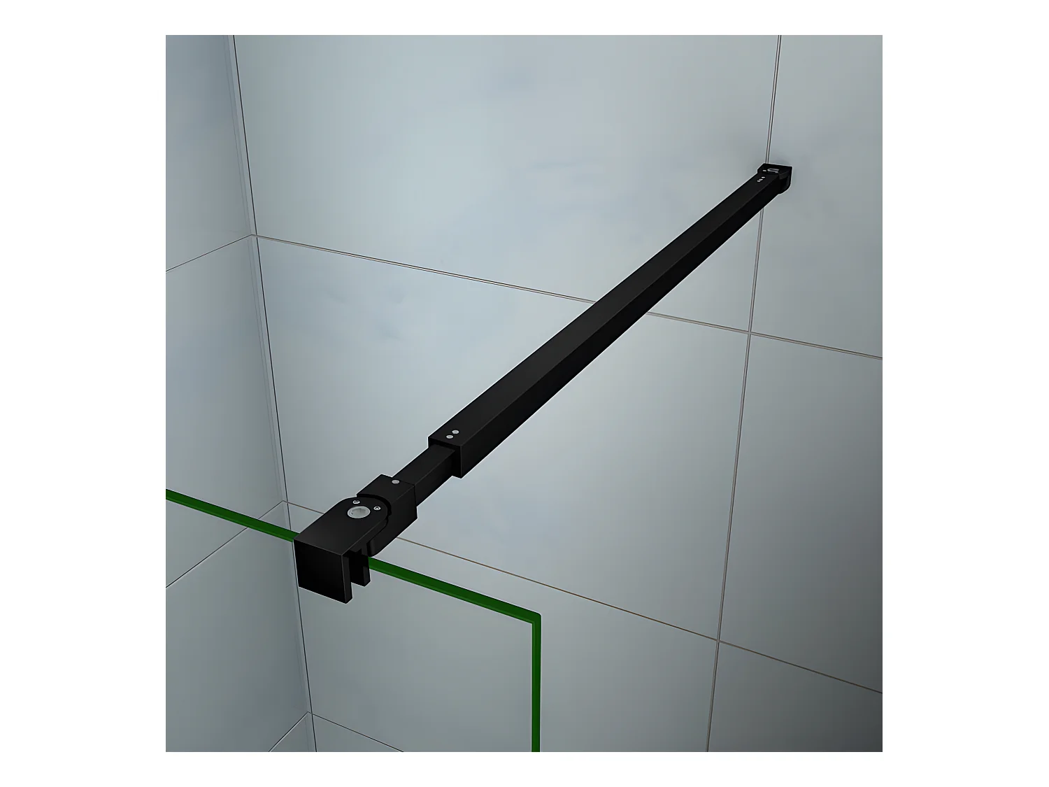 Barre De Stabilisation Extensible 73-120cm pour douche à l'italienne, Barre De Fixation Carrée En Aluminium Avec La Finition Noir Mat