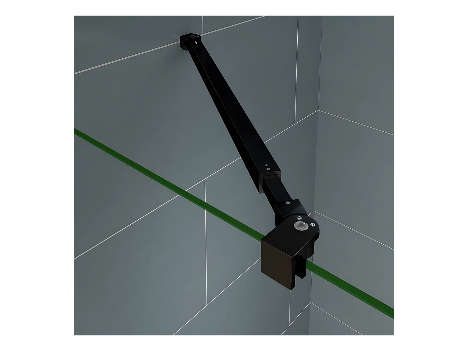Barre De Stabilisation Extensible 73-120cm pour douche à l'italienne, Barre De Fixation Carrée En Aluminium Avec La Finition Noir Mat