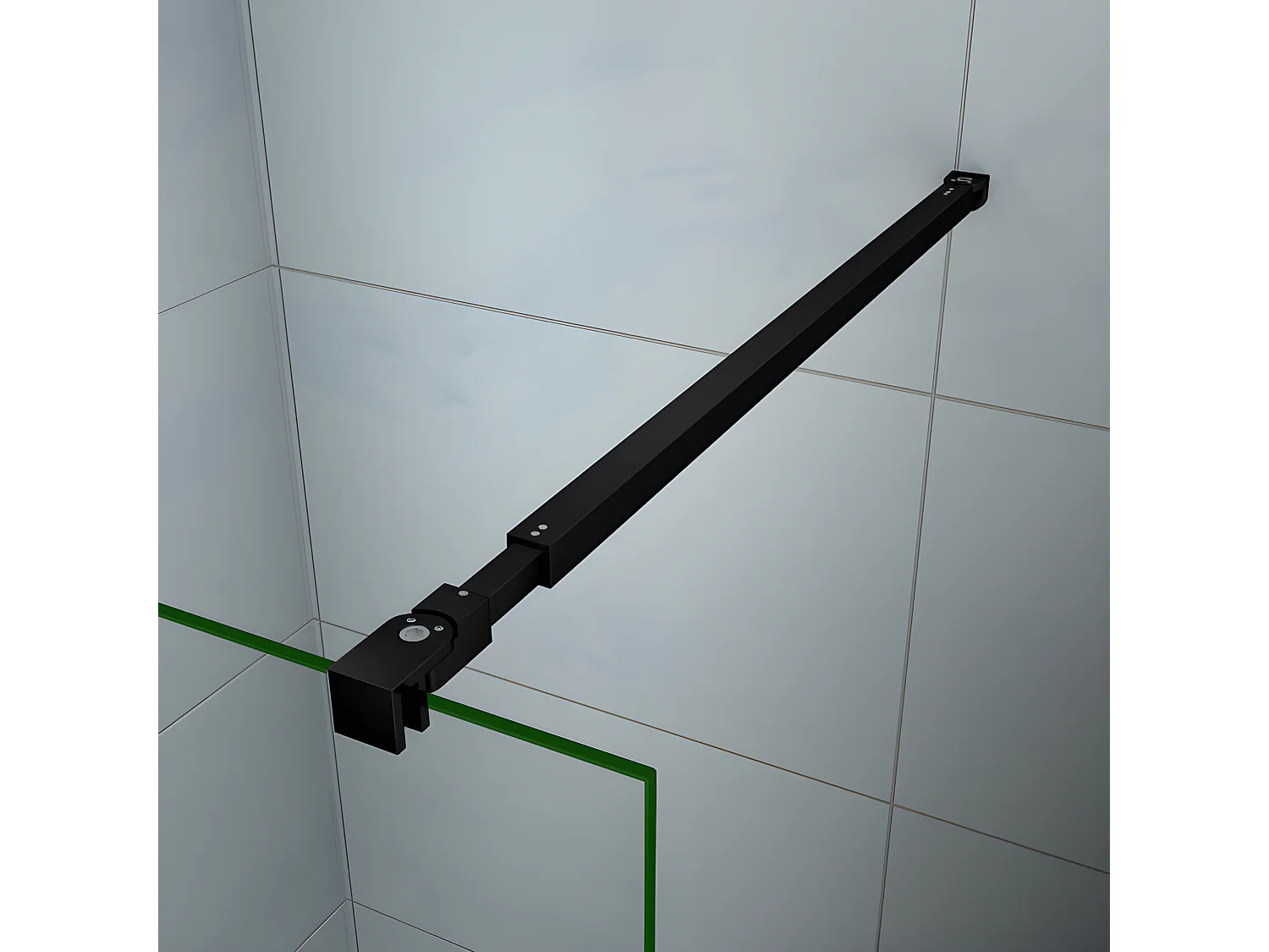 Barre De Stabilisation Extensible 73-120cm pour douche à l'italienne, Barre De Fixation Carrée En Aluminium Avec La Finition Noir Mat