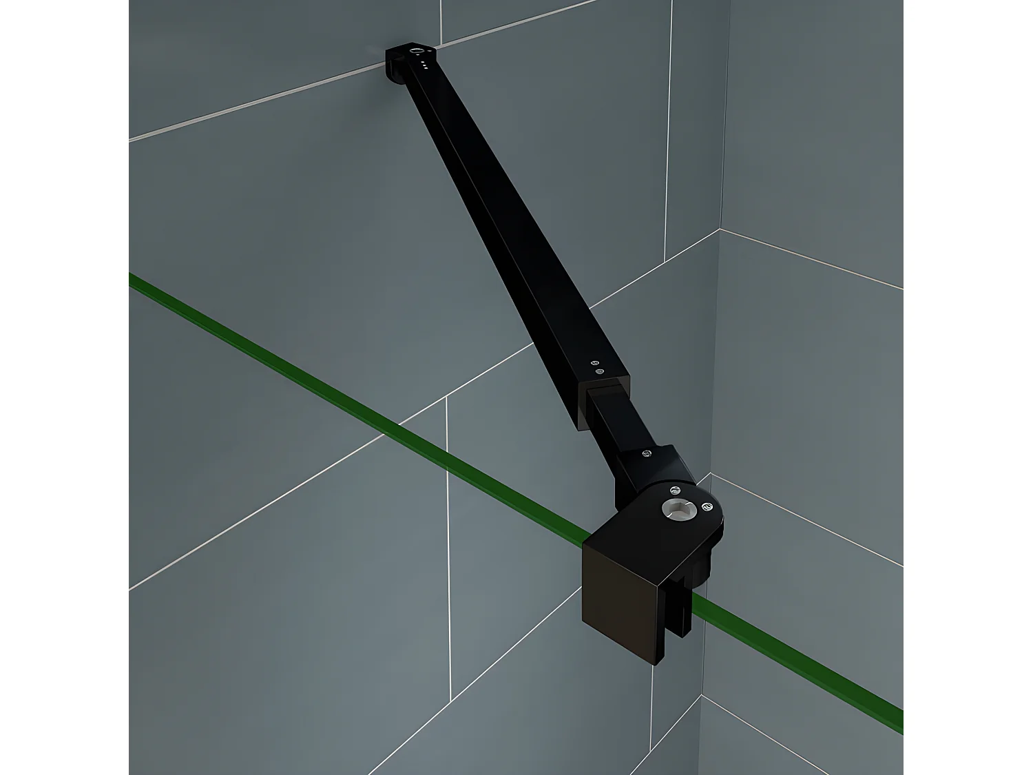 Barre De Stabilisation Extensible 73-120cm pour douche à l'italienne, Barre De Fixation Carrée En Aluminium Avec La Finition Noir Mat