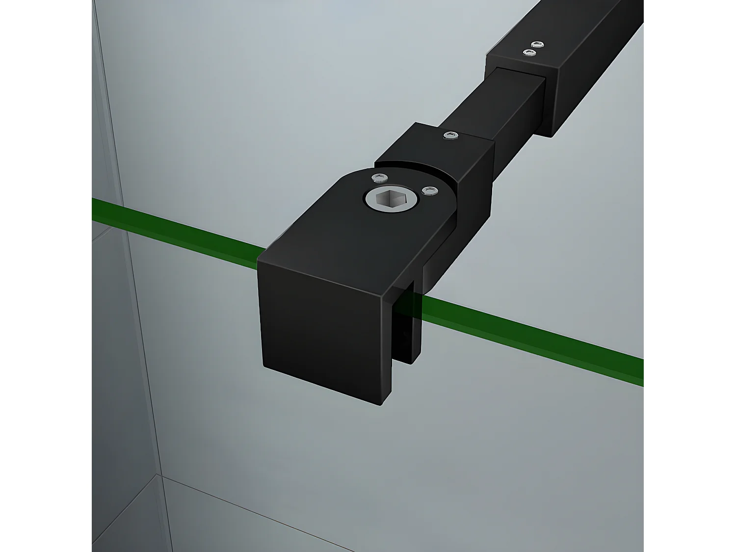 Barre De Stabilisation Extensible 73-120cm pour douche à l'italienne, Barre De Fixation Carrée En Aluminium Avec La Finition Noir Mat