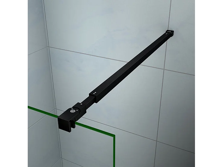 Tringle De Douche Extensible En Aluminium - Noir Hydro - De 135 à 250 Cm - Installation Facile Sans Perçage