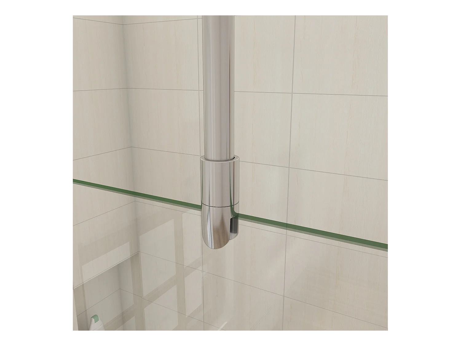 Barre de stabilisation au plafond extensible 90-150cm, barre de fixation cylindrique avec la finition chromée pour douche à l'italienne