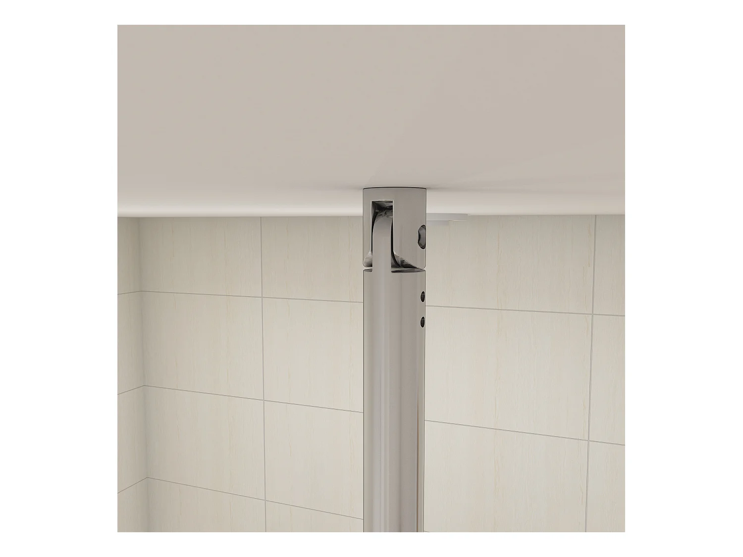 Barre de stabilisation au plafond extensible 90-150cm, barre de fixation cylindrique avec la finition chromée pour douche à l'italienne