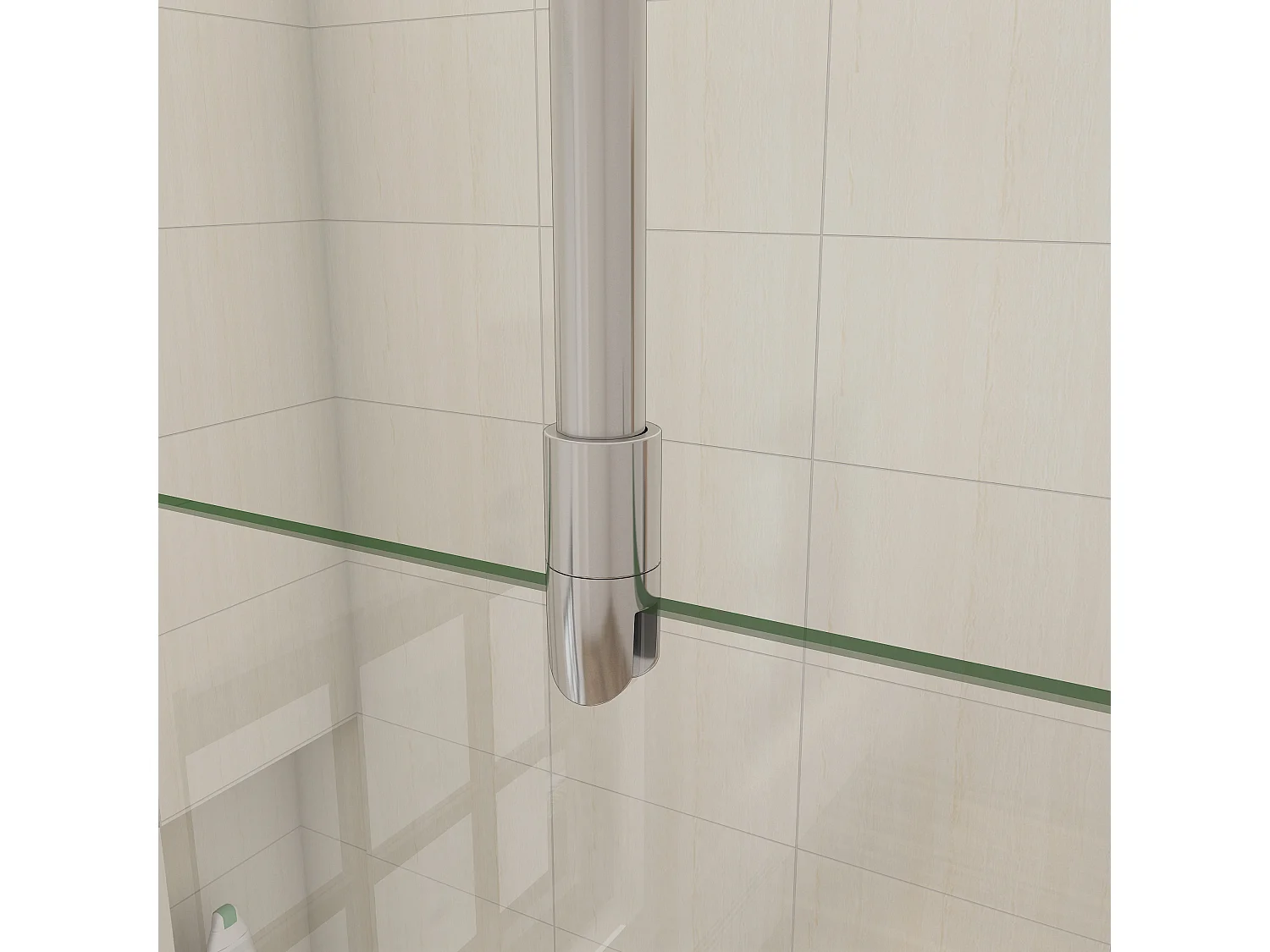 Barre de stabilisation au plafond extensible 90-150cm, barre de fixation cylindrique avec la finition chromée pour douche à l'italienne