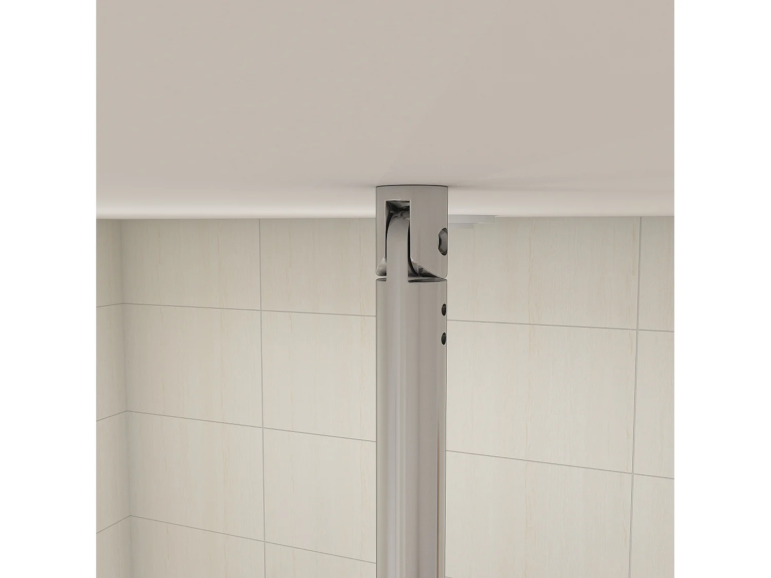 Barre de stabilisation au plafond extensible 90-150cm, barre de fixation cylindrique avec la finition chromée pour douche à l'italienne