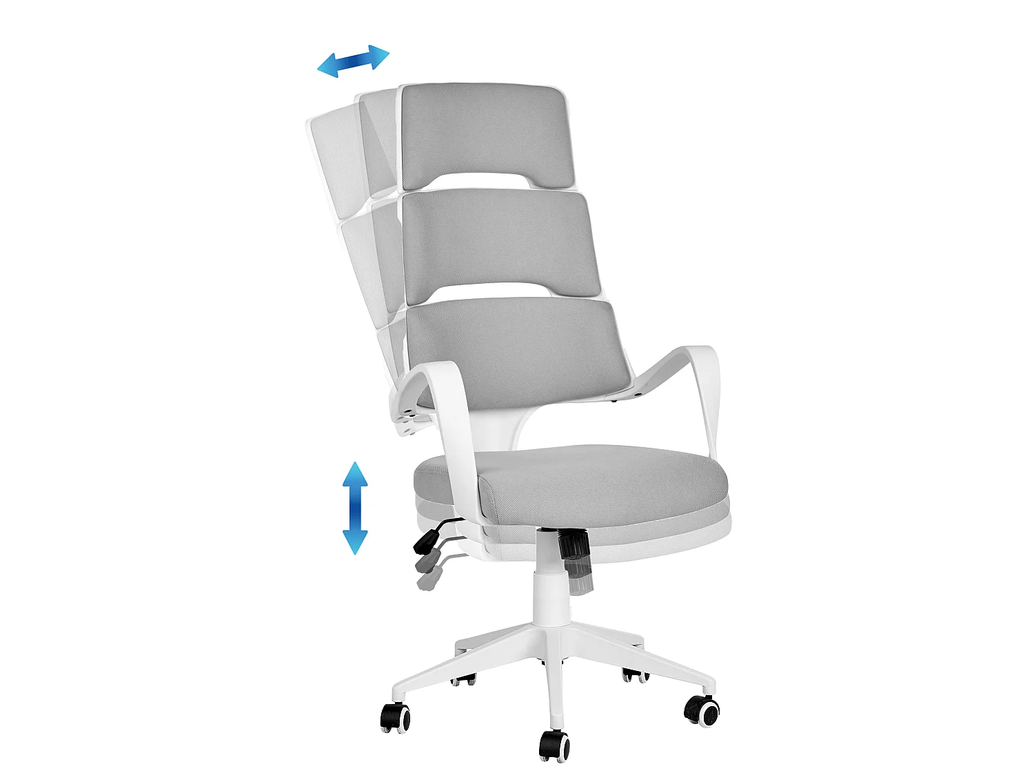 Bürostuhl Stoffbezug grau/weiß höhenverstellbar mit bremsbaren Rollen Grandiose