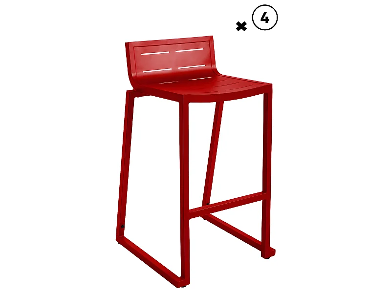 Lot De 4 Tabourets De Bar Inari Piment Empilable
