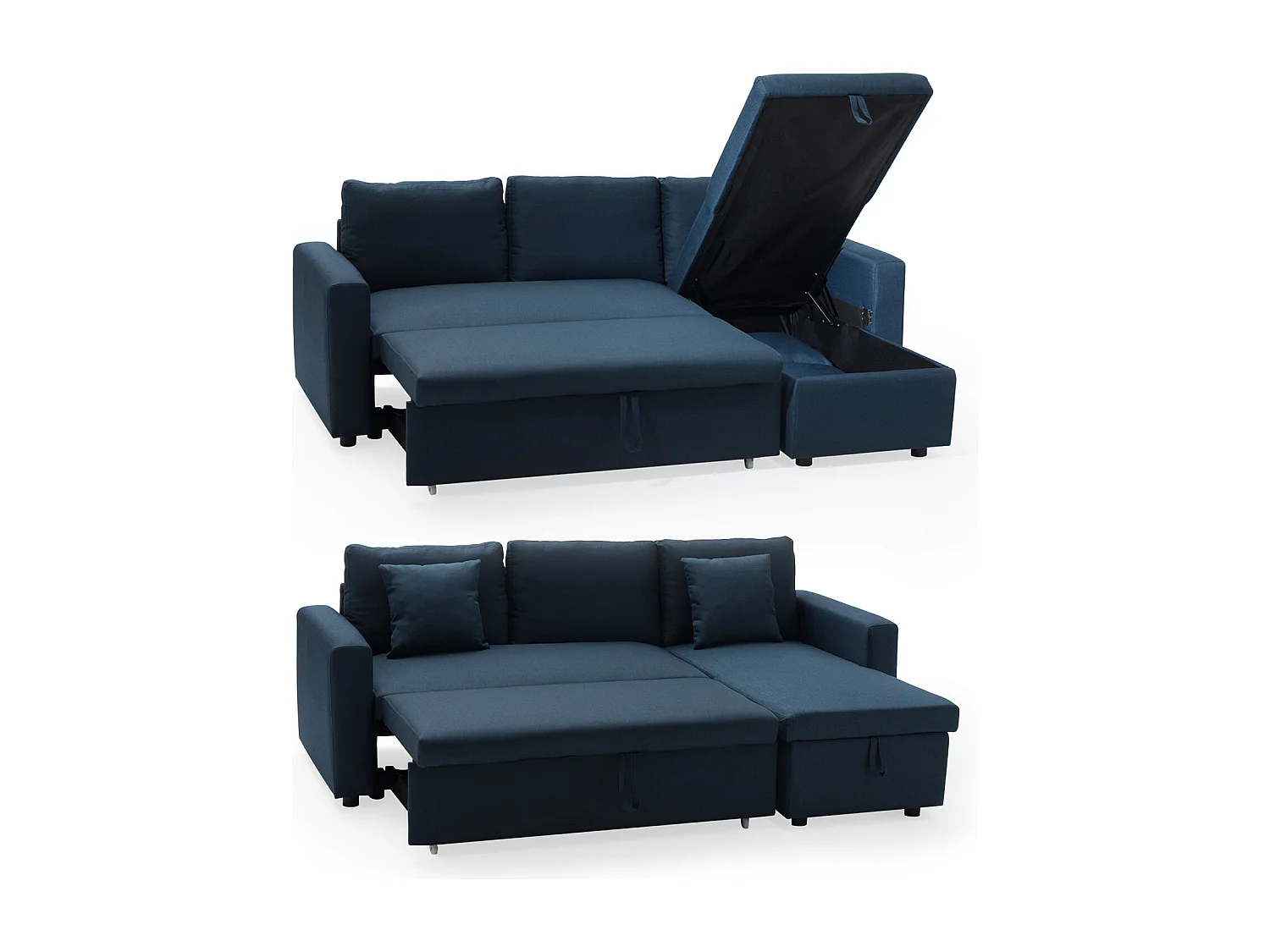 Canapé d'angle convertible CLARK 3 places bleu - HAPPY GARDEN