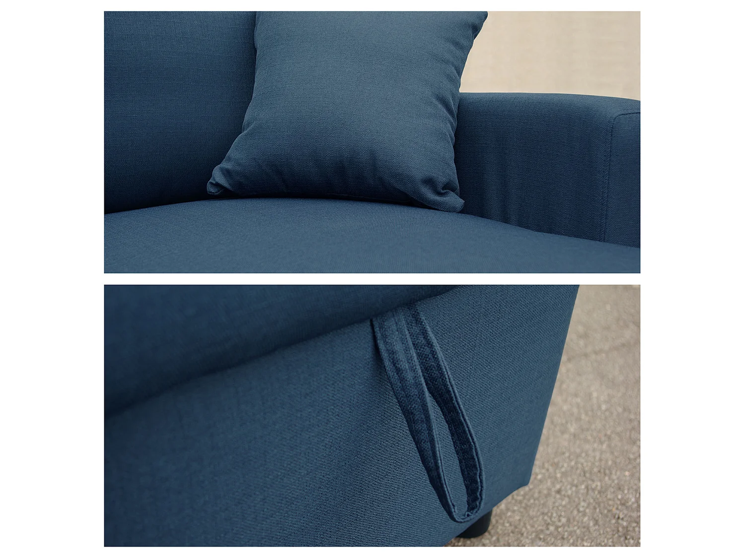 Canapé d'angle convertible CLARK 3 places bleu - HAPPY GARDEN