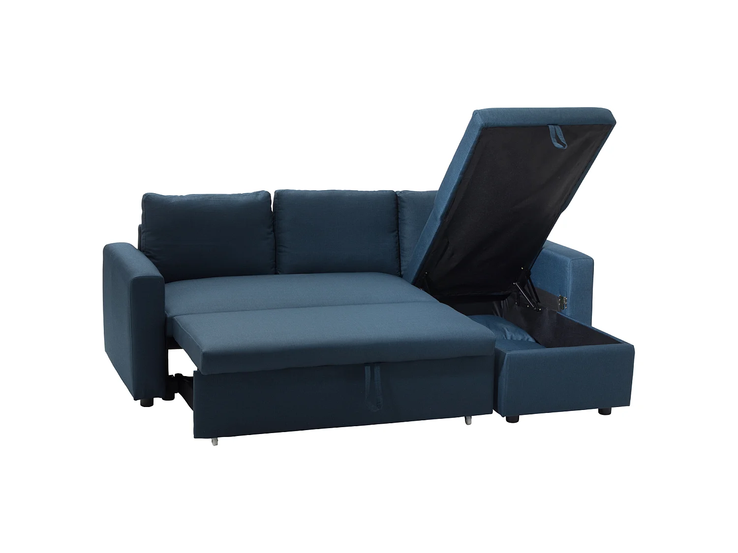 Canapé d'angle convertible 3 places en tissu bleu CLARK
