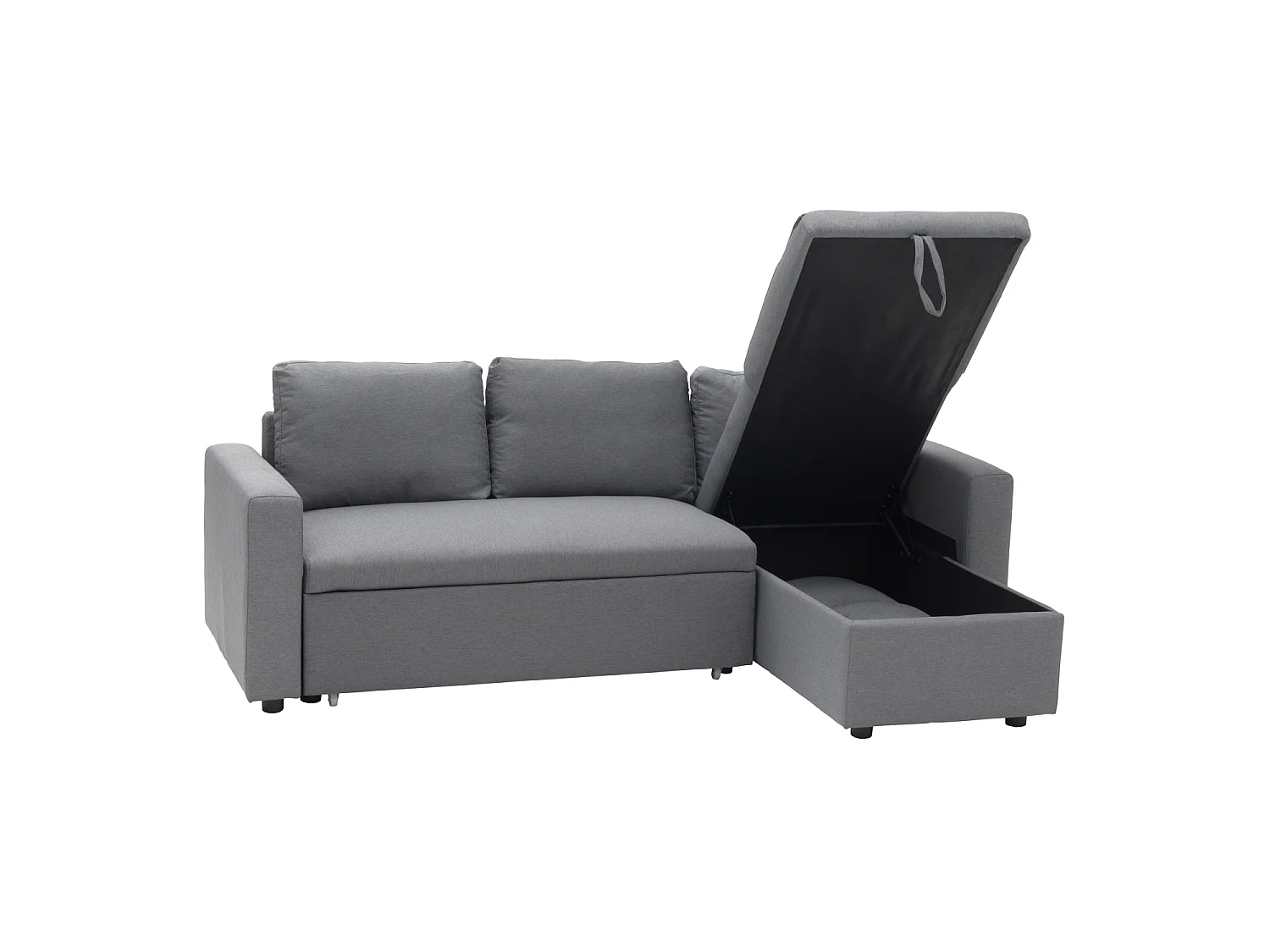Canapé d'angle convertible 3 places en tissu gris CLARK