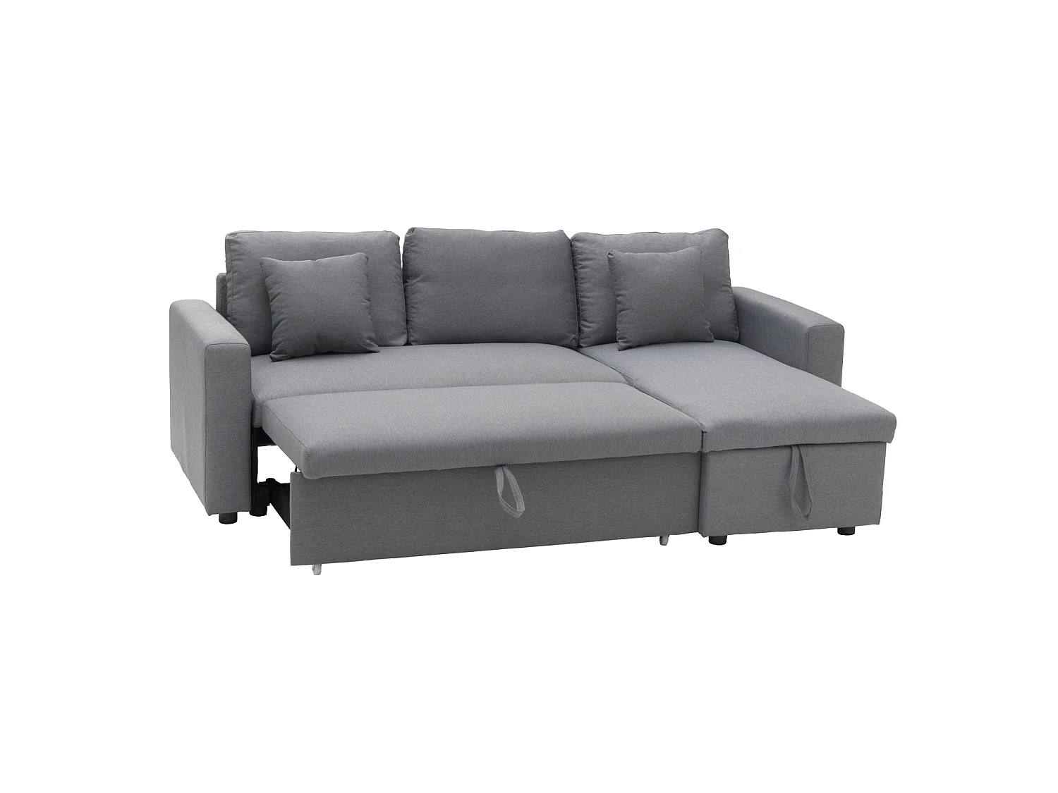 Canapé d'angle convertible 3 places en tissu gris CLARK
