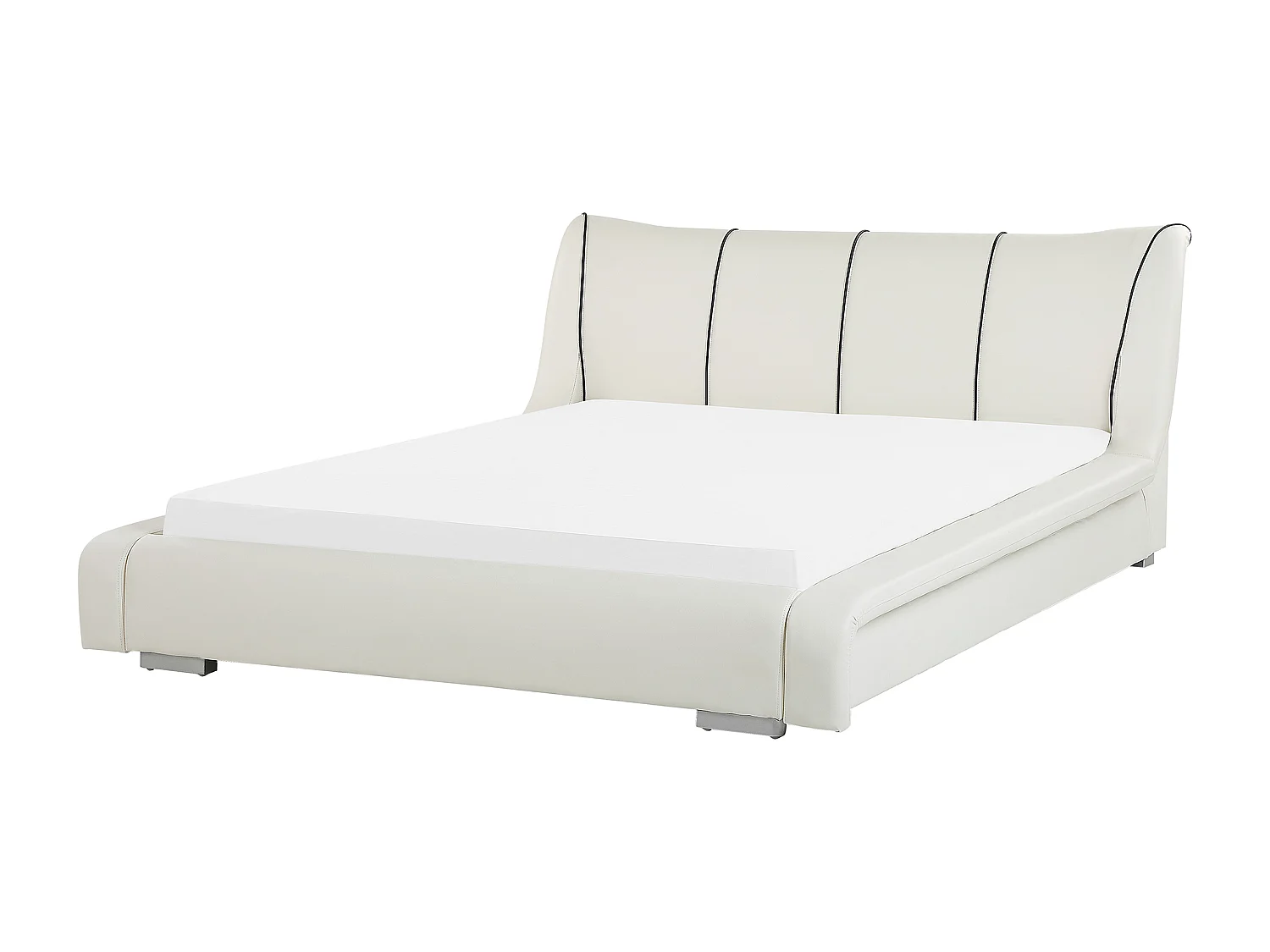 Lederbett weiß Lattenrost 180 x 200 cm NANTES