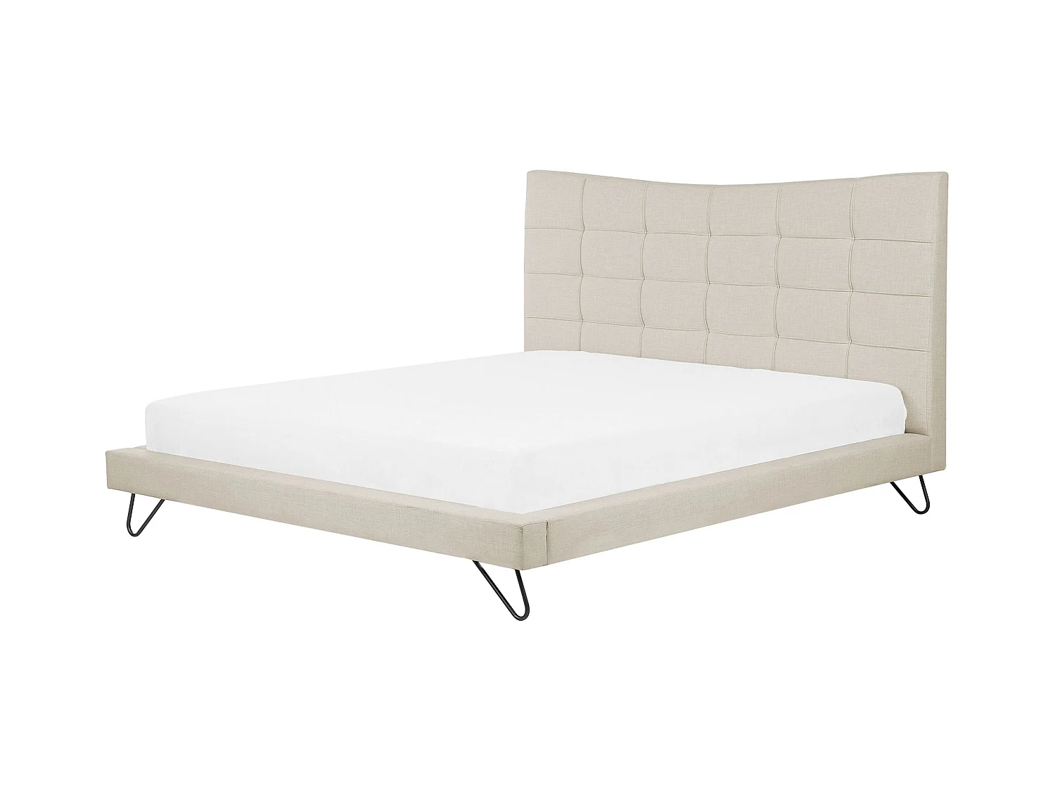 Lit avec sommier Tissu LANNION 160 x 200 cm Beige clair