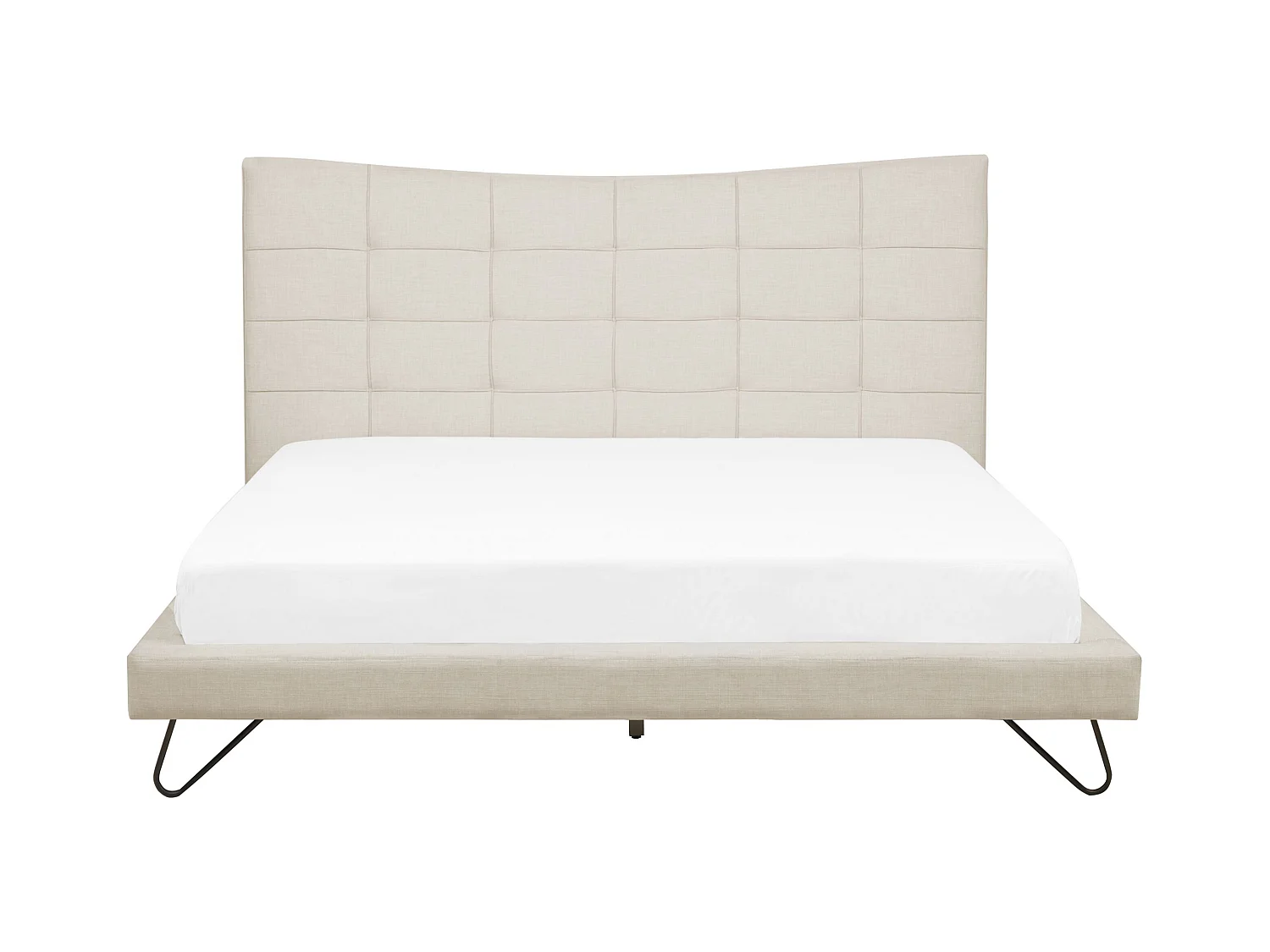 Lit avec sommier Tissu LANNION 160 x 200 cm Beige clair
