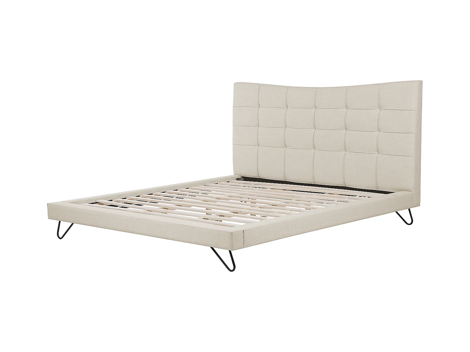 Lit avec sommier Tissu LANNION 160 x 200 cm Beige clair