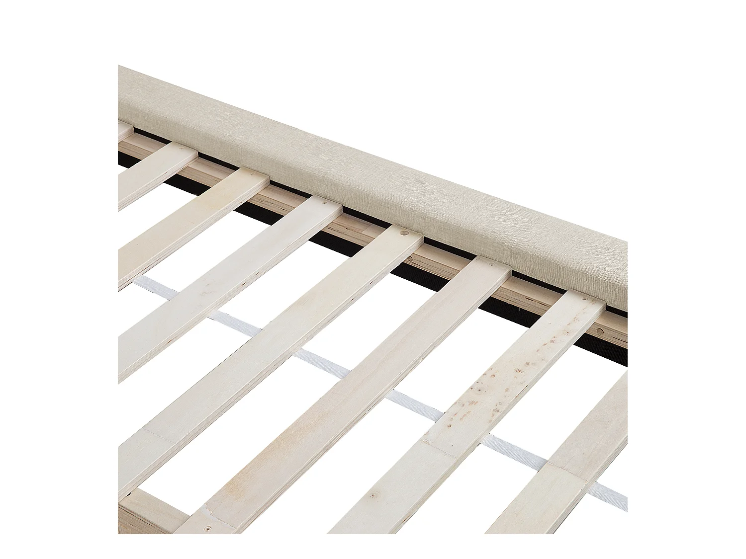 Lit avec sommier Tissu LANNION 160 x 200 cm Beige clair