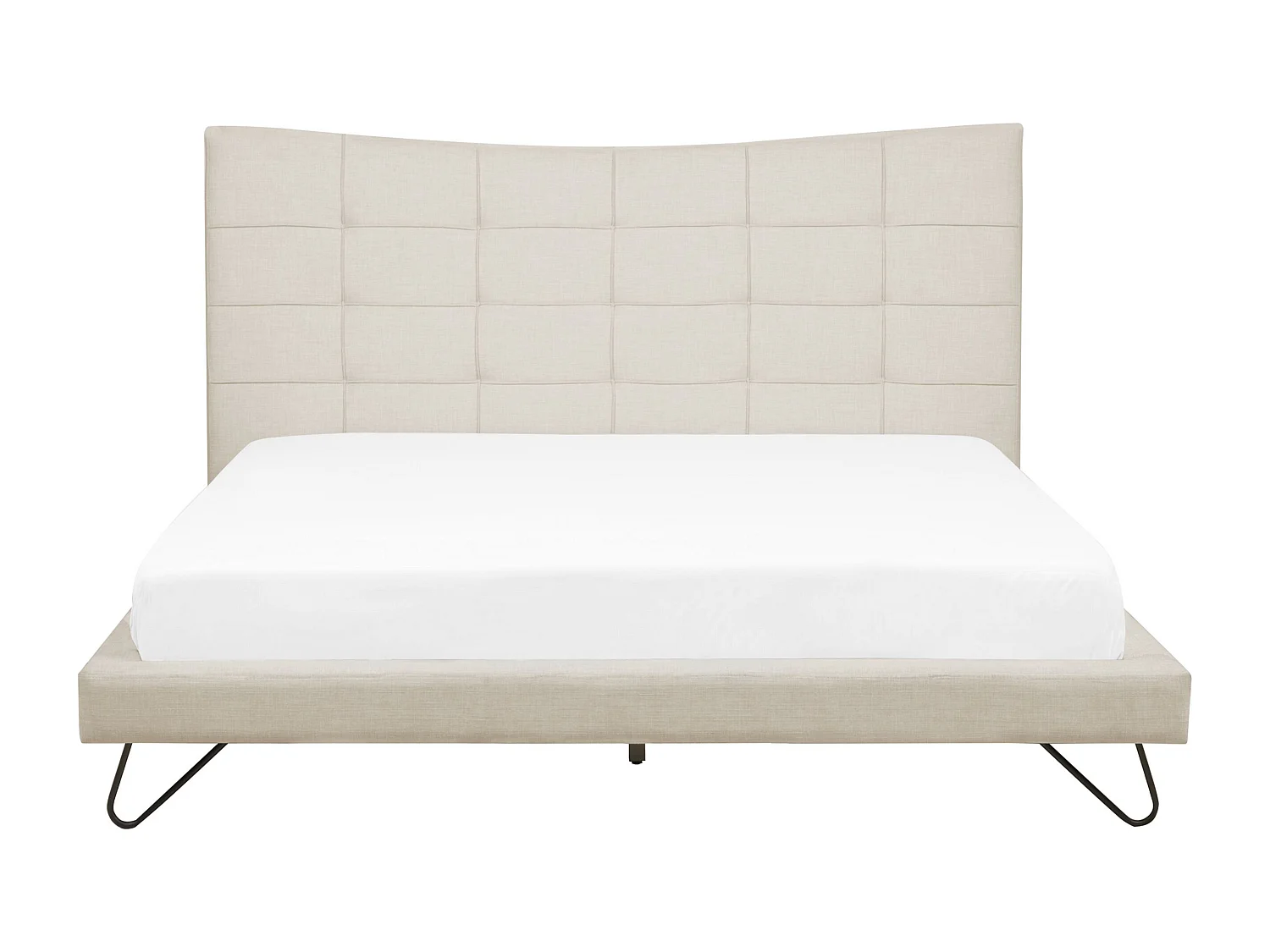 Lit avec sommier Tissu LANNION 160 x 200 cm Beige clair