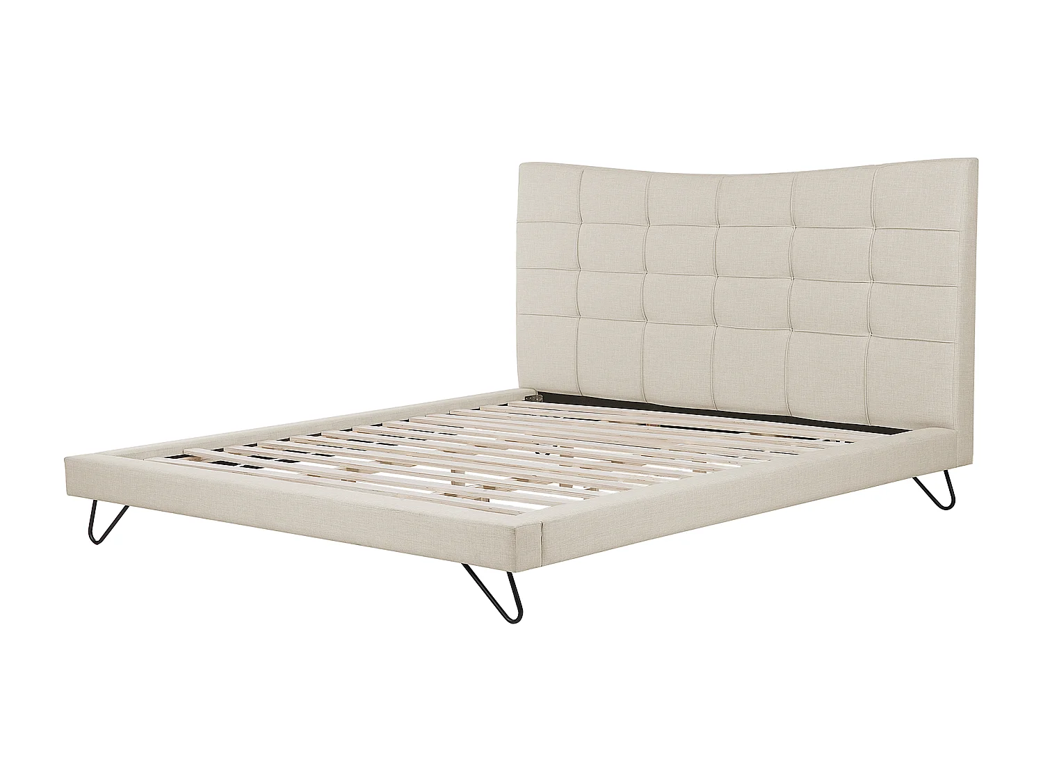 Lit avec sommier Tissu LANNION 160 x 200 cm Beige clair