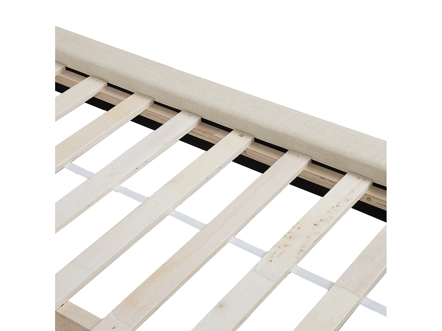 Lit avec sommier Tissu LANNION 160 x 200 cm Beige clair