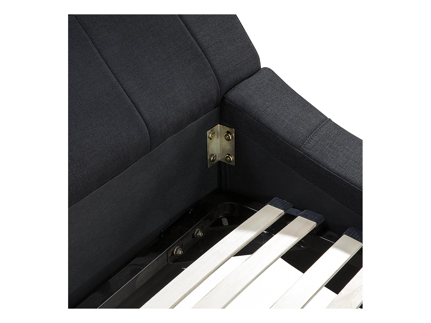 Lit avec sommier Tissu VICHY 180 x 200 cm Noir