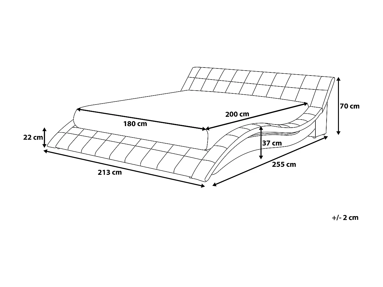 Lit avec sommier Tissu VICHY 180 x 200 cm Noir