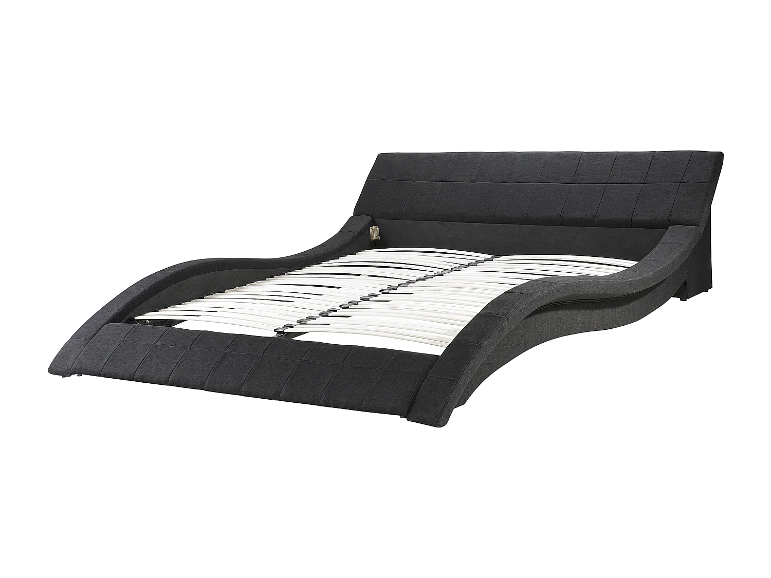Lit avec sommier Tissu VICHY 180 x 200 cm Noir