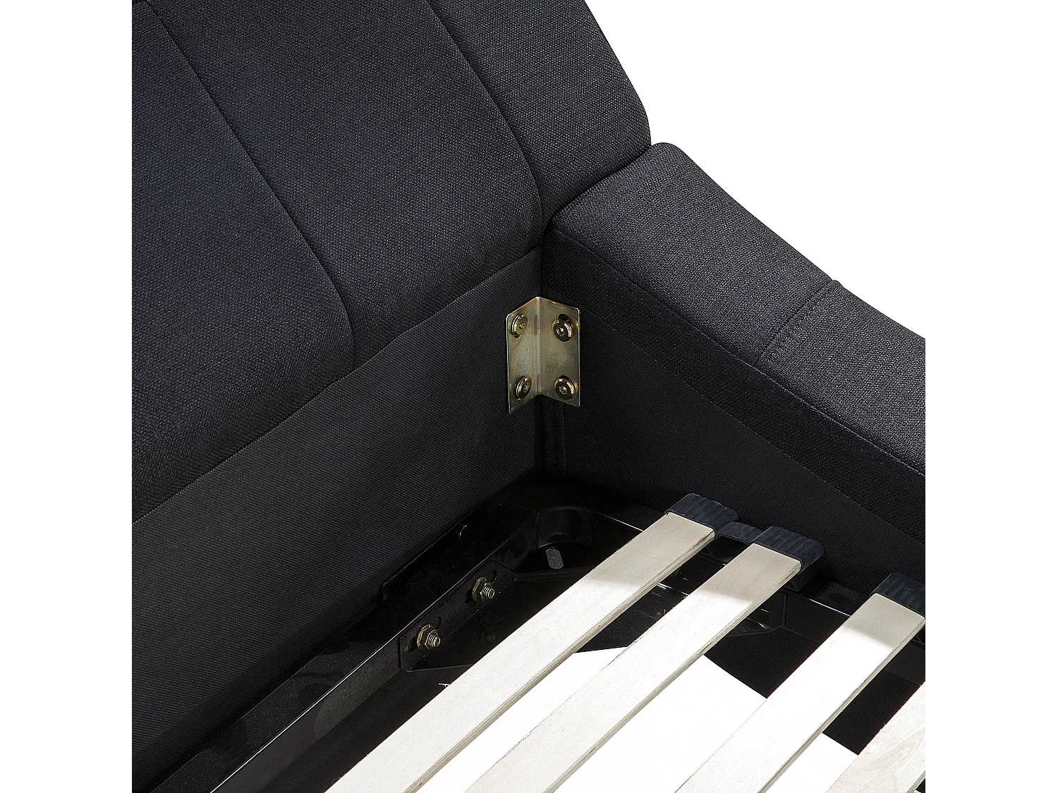 Lit avec sommier Tissu VICHY 180 x 200 cm Noir