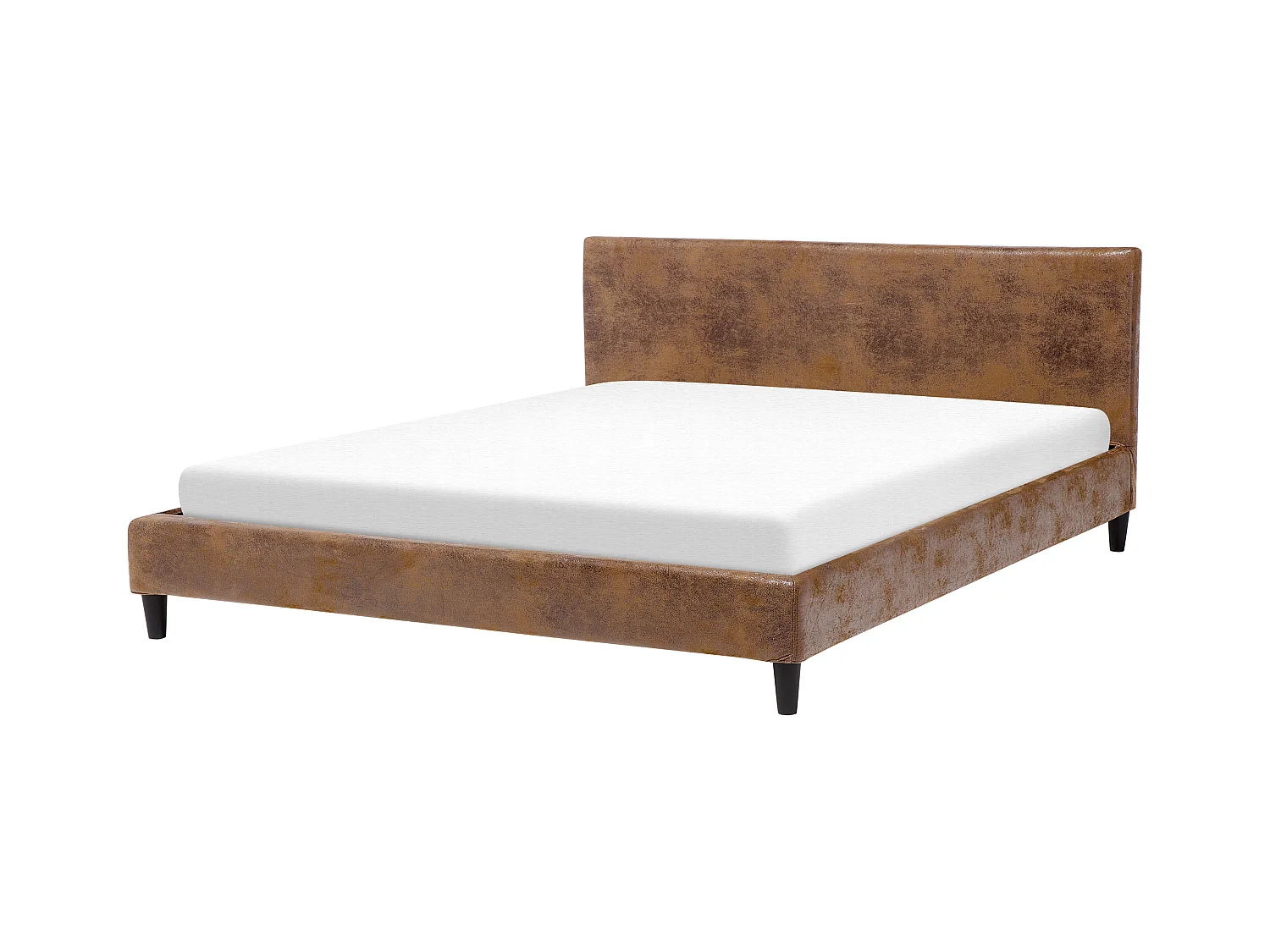 Lit avec sommier Cuir PU FITOU 180 x 200 cm Marron