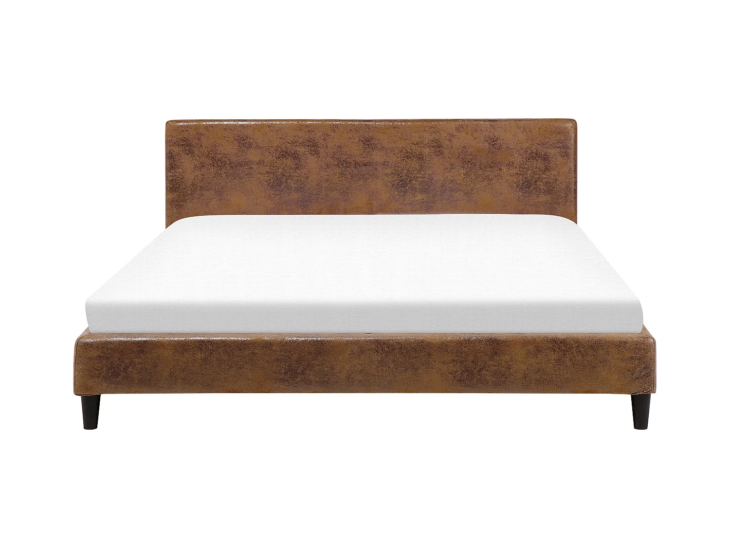 Lit avec sommier Cuir PU FITOU 180 x 200 cm Marron