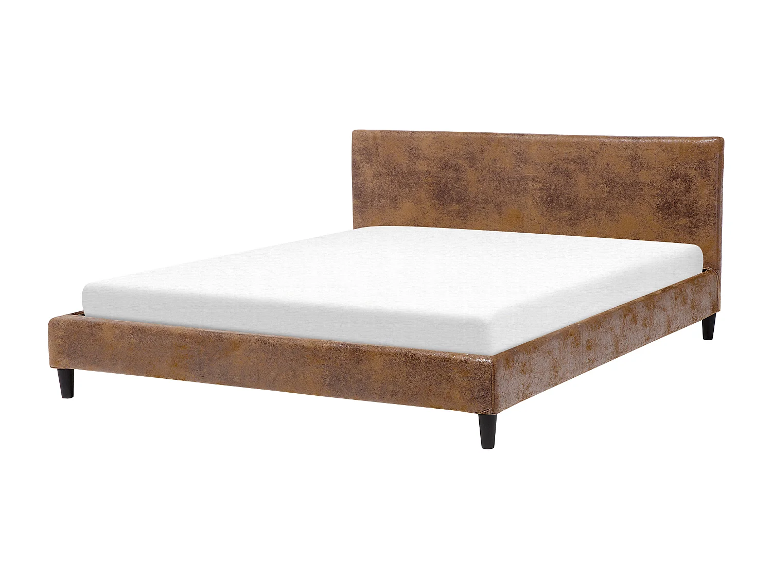 Lit avec sommier Cuir PU FITOU 180 x 200 cm Marron