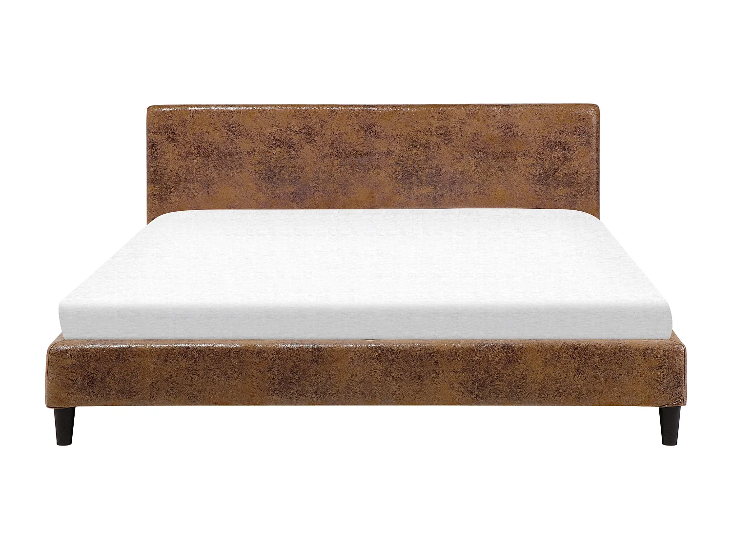 Lit avec sommier Cuir PU FITOU 180 x 200 cm Marron