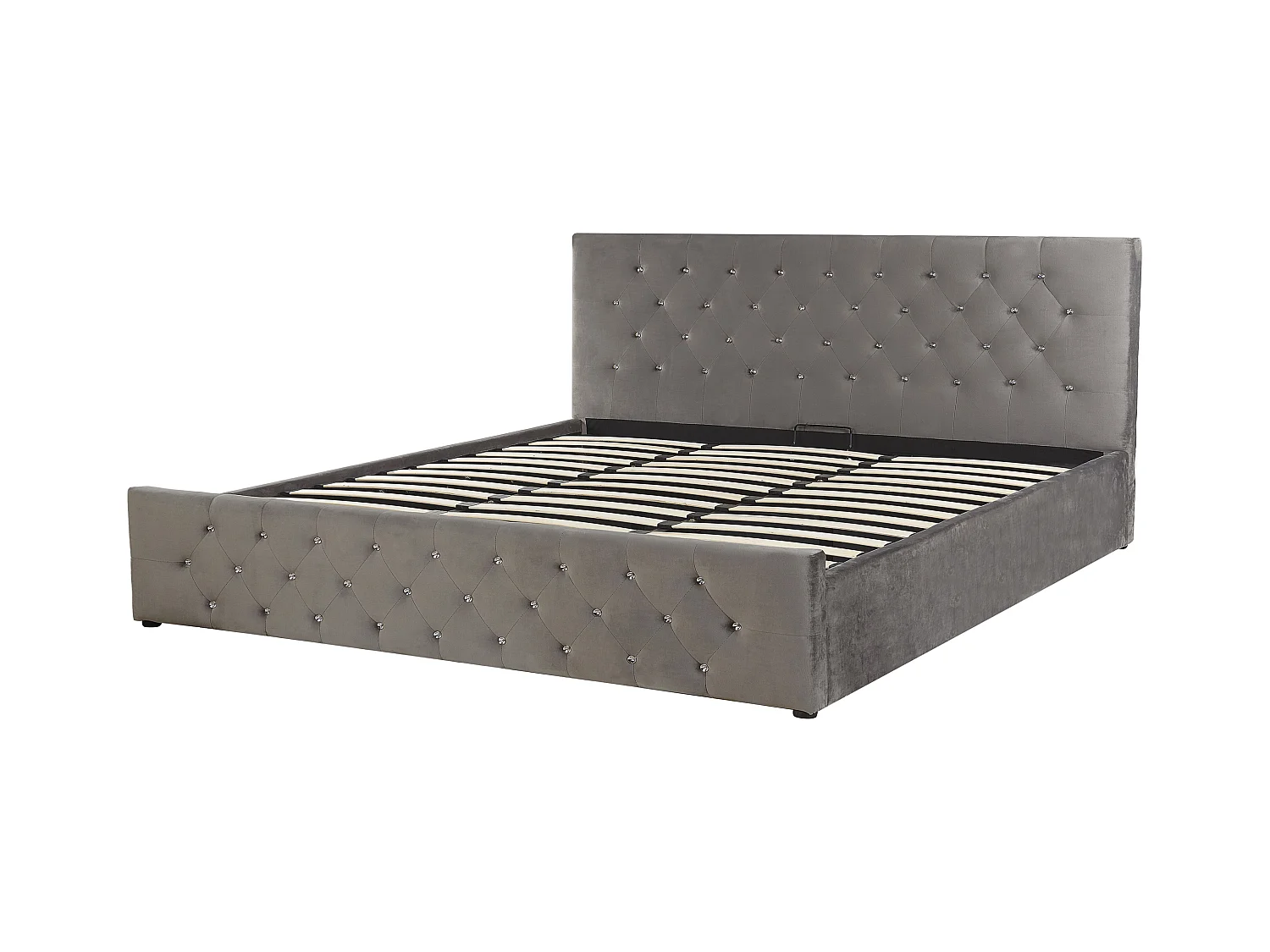 Cama con almacenaje Terciopelo AMIENS 180 x 200 cm Gris